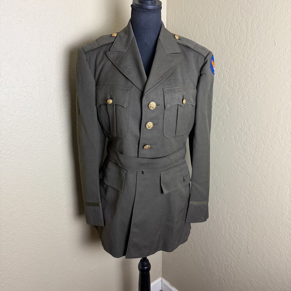 WWII 1945 US Army Air Forces Officer Service Coat Named AAF Patch Uniform